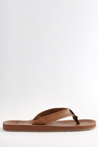 hollister brown leather flip flops