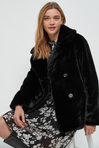 short black fur jacket uk