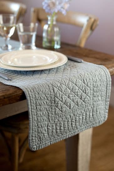Mary Berry Grey Quilted Table Runner, Extra Wide Table Runners Uk