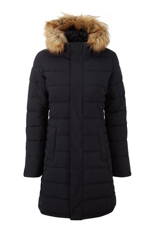 TOG 24 Firbeck Womens Ultra Warm Wind Resistant Long Padded Winter Coat with Pockets and Faux Fur Trim Hood