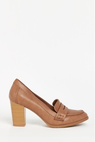 Buy Wallis Tan Heeled Loafers from the 