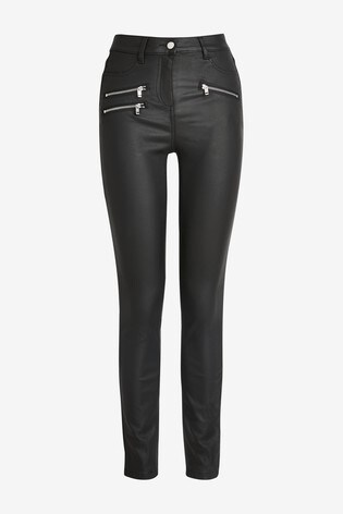 black coated denim jeans