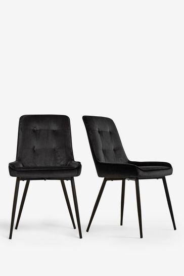 2 Cole Dining Chairs With Black Legs, Set Of 2 Dining Chairs Black