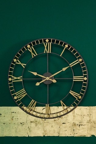 Pacific Antique Bronze Gold Metal Round Wall Clock From The Next Uk - Extra Large Bronze Wall Clock