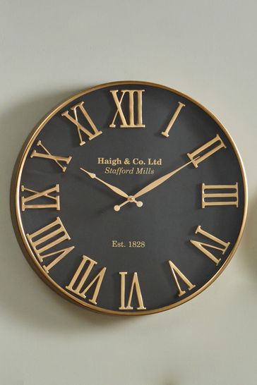 Pacific Antique Bronze Gold Metal Round Wall Clock From The Next Uk - Oversized Black And Bronze Metal Wall Clock