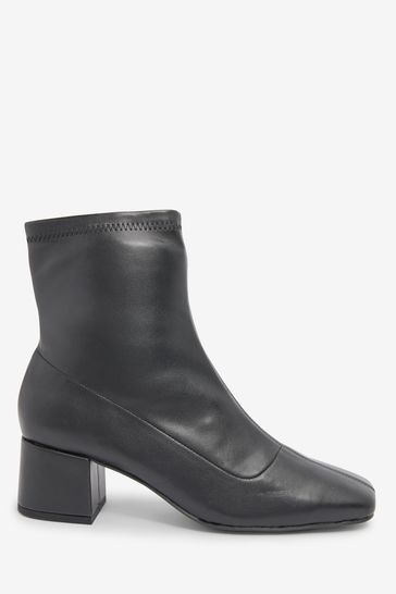 black sock boots with block heel