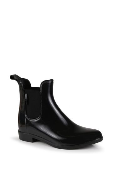 womens black ankle wellies