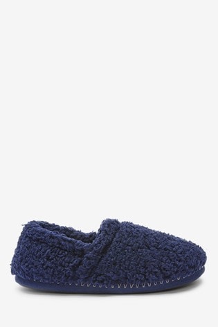 navy fluffy slippers