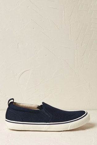 FatFace Navy Organic Slip-On Trainers 