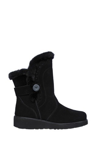 skechers black wedge boots