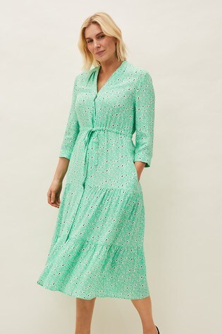 Buy Phase Eight Green Diana Floral Midi ...