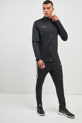 nike academy tracksuit black and white