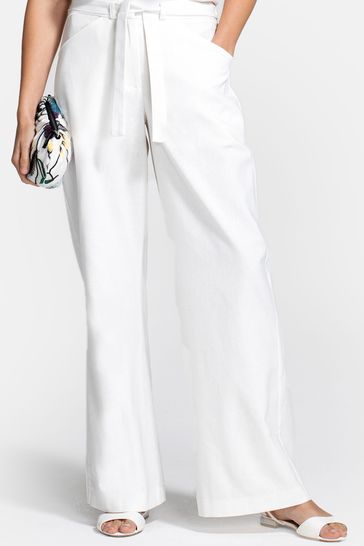 next white linen trousers