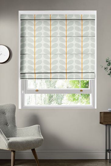 Made to Measure Interlined  Roman Blind Orla Kiely Two Colour Stem Warm Grey 