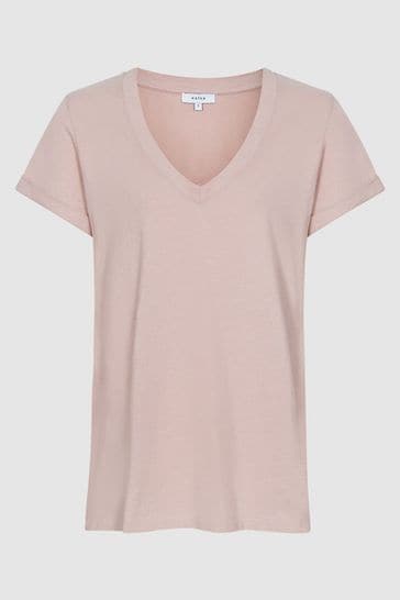 Buy Reiss Luana Cotton Jersey V-Neck T-Shirt from the Next UK 