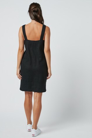 linen square neck dress