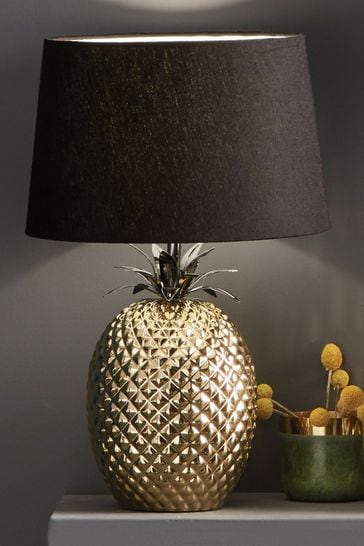 Donatella Gold Ceramic Pineapple, Gold Pineapple Table Lamp Base