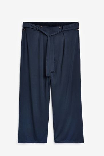 Buy Wallis Navy Blue Wide Leg Trousers 