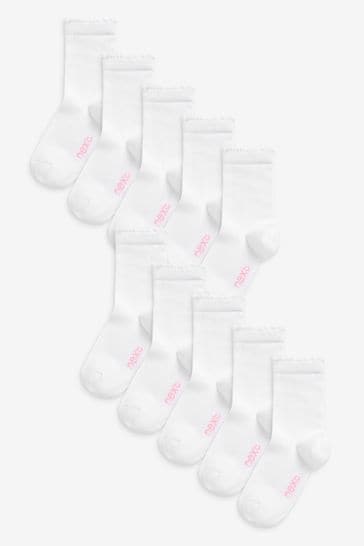 6 Pairs Boys Girls School Plain Short Ankle Cotton Socks White 12.5-3.5