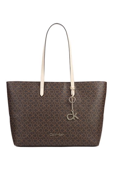 Buy Calvin Klein Brown Mono Tote Bag from the Next UK online shop