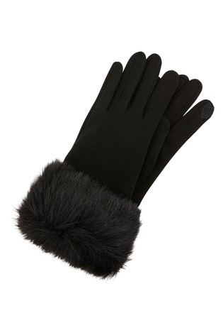 black gloves with fur