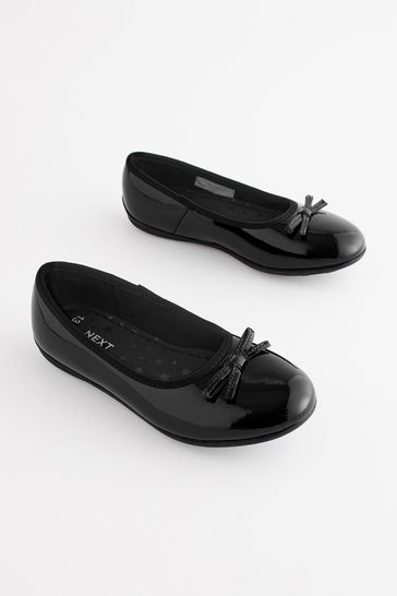 Girls Next Black Standard Fit (F) Leather Ballet Shoes - Black