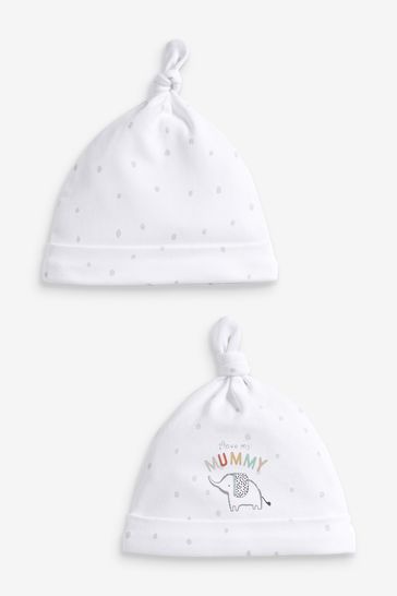 Buy 2 Pack Tie Top Baby Hats (0-6mths 