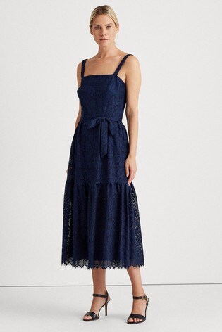 ralph lauren navy blue lace dress