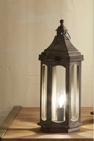 Pacific Adaline Wood Lantern Table Lamp, Lantern Floor Lamp Uk