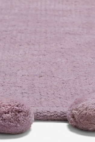 Mauve Pom Edge Soft Touch Rug