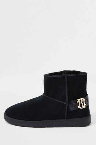 River Island Black Faux Fur Lined Boots 
