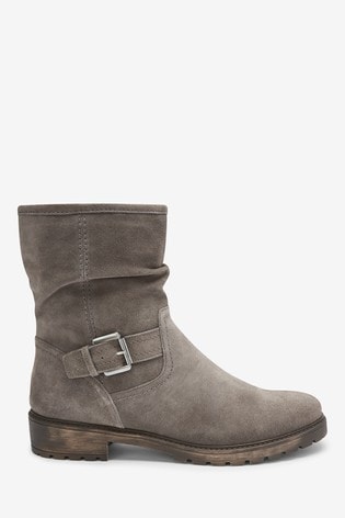 grey leather slouch boots