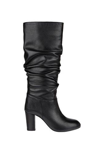 slouchy black leather boots