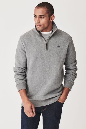 Buy Crew Clothing Company Grey Classic Half Zip Sweatshirt from Next ...