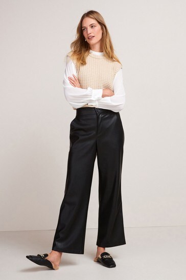 Buy Faux Leather PU Wide Leg Trousers 