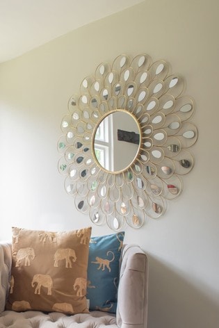 Libra Peacock Feather Decorative Round Mirror From The Next Uk - Bedroom Wall Mirrors Uk
