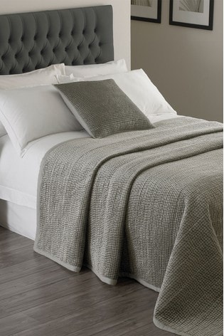 Riva Home Brooklands Quilted Bedspread, Silver King Size Bedspread