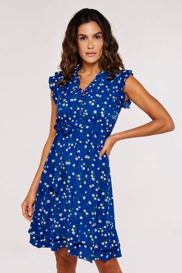Buy Apricot Blue Scattered Daisy Ditsy Dress from Next Ireland
