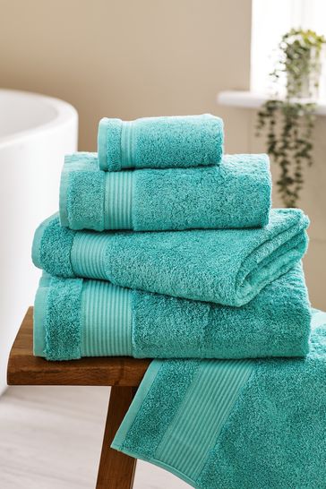 teal and grey towels