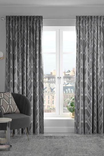 Luxe Deco Geo Made To Measure Curtains, Art Deco Curtains Uk