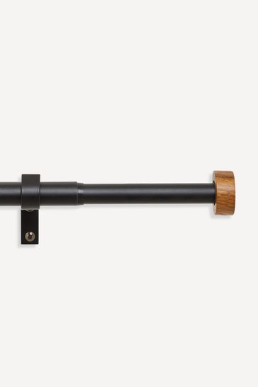 Buy Black Bronx Extendable Wood Stud End Finial 19mm Curtain Pole