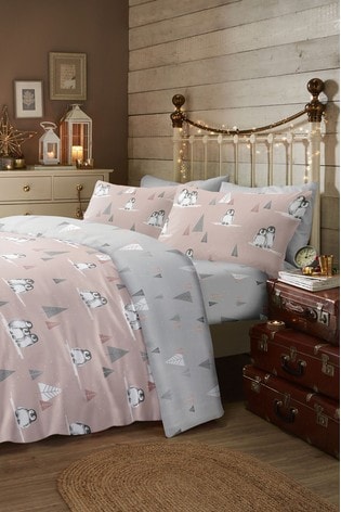 Buy Fusion Brushed Cotton Flannel Fluffy Penguins Duvet Cover And