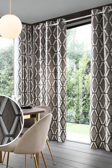 Buy Geo Cut Velvet Collection Luxe Eyelet Curtains From The Next
