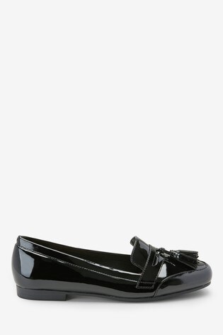 Buy Black Patent Cleated Tassel Loafers 