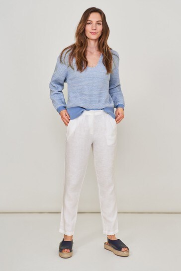 White Stuff White Maddie Linen Trousers 