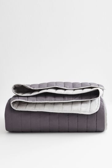 Reversible Cotton Rich Bedspread, Grey Super King Size Bedspread