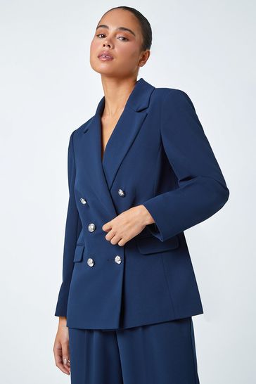 Buy Roman Blue Petite Petite Double Breasted Blazer Jacket from Next Ireland