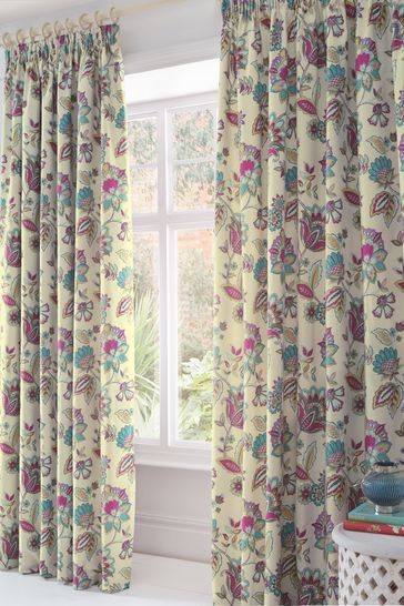 D Marinelli Fl Lined Pencil Pleat Curtains From The Next Uk D Marinelli Fl Lined Pencil, Pink And Green Curtains Uk