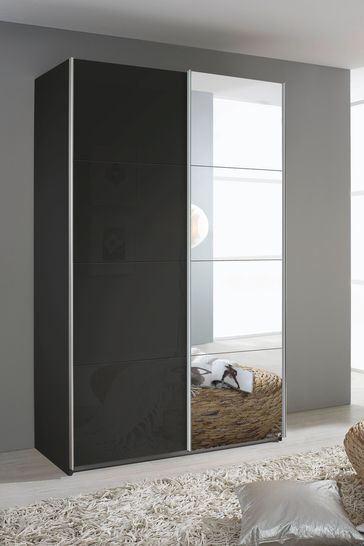 Courtney Dark Grey Glass 1 36m Sliding Wardrobe By Rauch