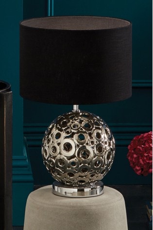 Phillipa Metallic Silver Ceramic, Large Black And Silver Table Lamps